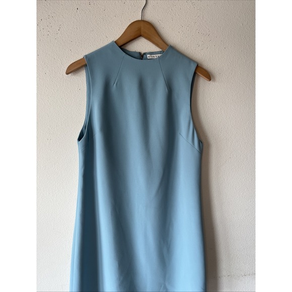 ALICE + OLIVIA Coley sleeveless shift dress Expose Zip MIDI Preppy Minimalist 8 - Picture 3 of 12
